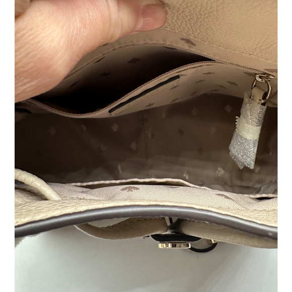 Kate Spade Leila Faux Shearling Medium Flap Backpack K9398 Light Sand NWOT Kate Spade K9398 Leila Flap Backpack Fur Faux Shearling  main image 4